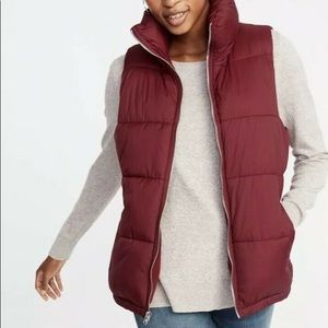 OLD NAVY Fleece Lined Zip Up Puffer Vest Royal Red